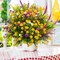 10 Bundles Artificial Plants Outdoor Fake Grass with Flowers UV Resistant Greenery Garden Porch Window Box Decorating (White)